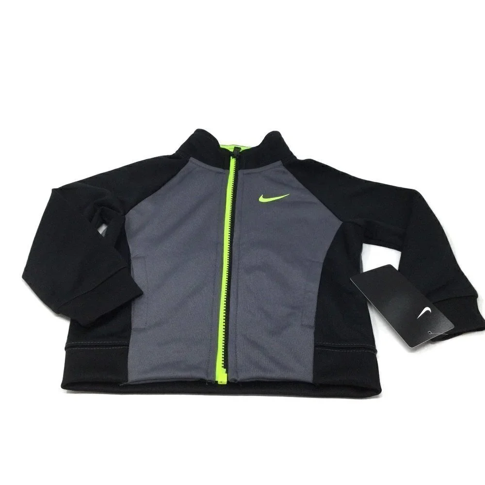 #019‎ Nike boy Raglan color block neon zip front jacket